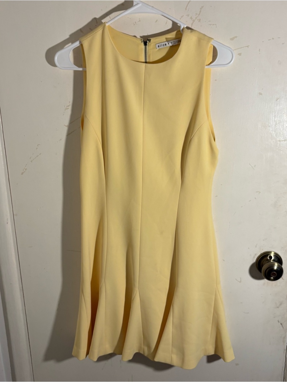 Alice + Olivia Sleeveless Mini Dress in Pale Yellow